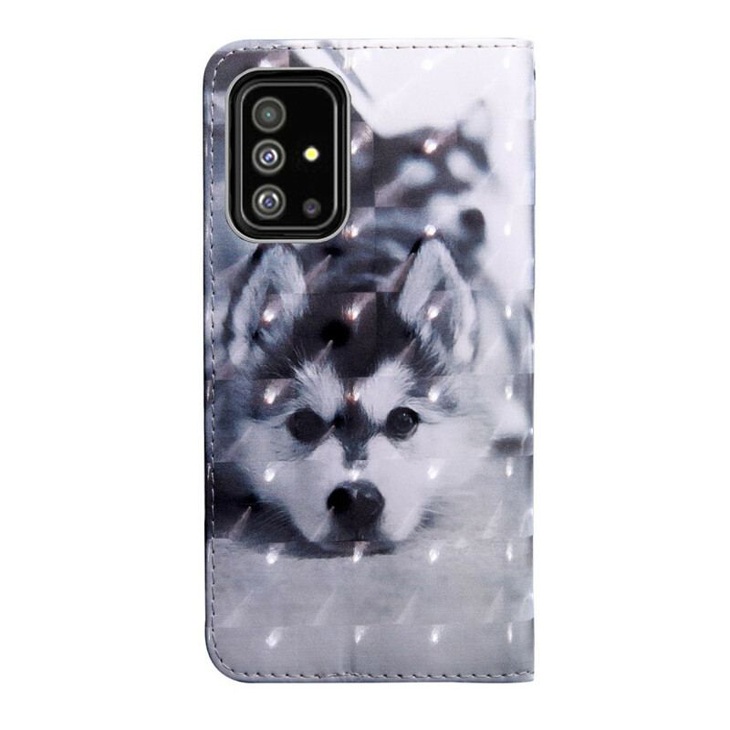 Læder Cover Samsung Galaxy A71 Sort Og Hvid Hund