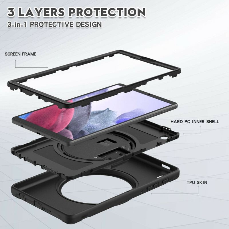 Cover Samsung Galaxy Tab A7 Lite Beskyttelsessæt Tredobbelt Beskyttelse Med Rem Og Holder