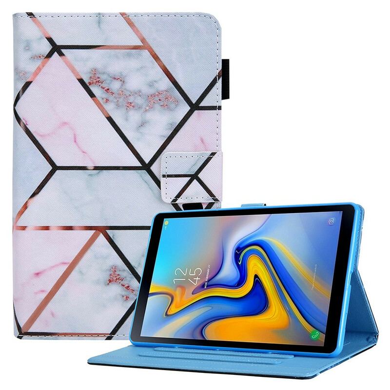 Flip Cover Samsung Galaxy Tab A7 Lite Geometrisk Marmor