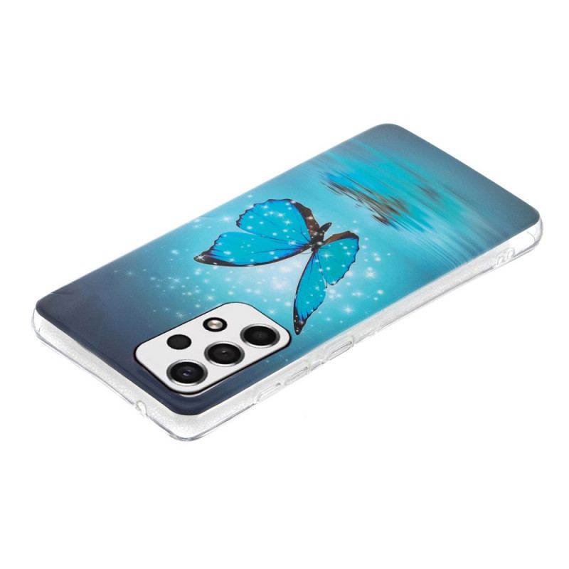 Cover Samsung Galaxy A53 5G Fluorescerende Blå Sommerfugl