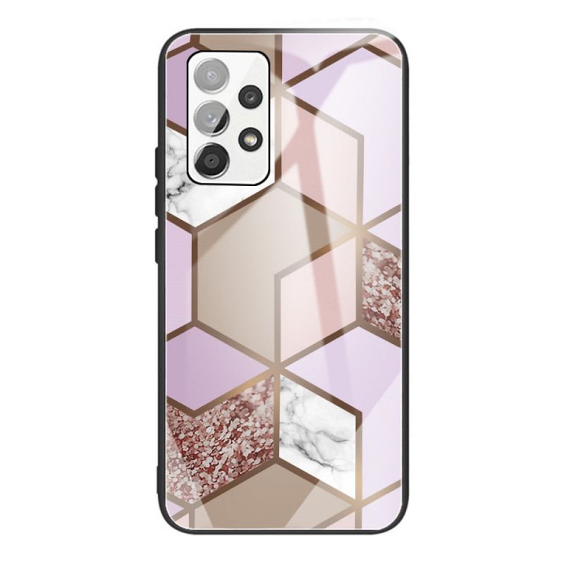 Cover Samsung Galaxy A53 5G Geometri Marmor Hærdet Glas