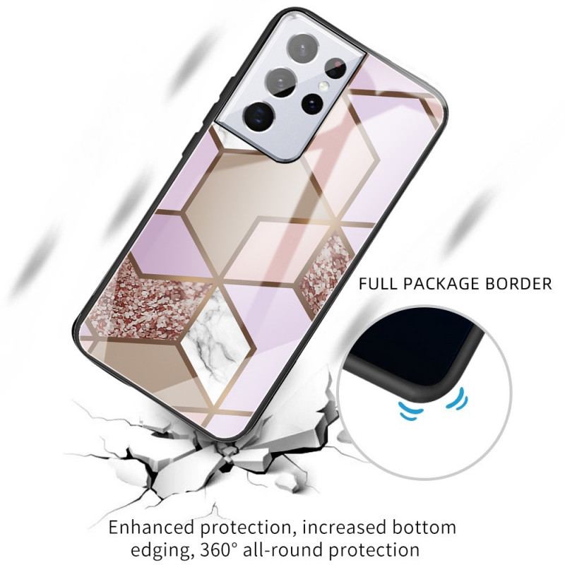 Cover Samsung Galaxy A53 5G Geometri Marmor Hærdet Glas