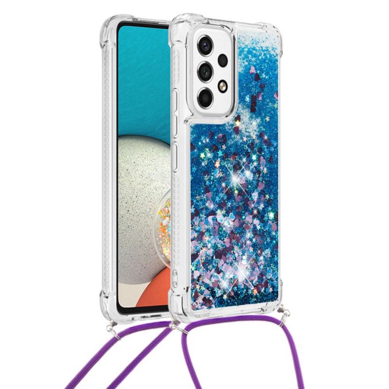 Cover Samsung Galaxy A53 5G Med Snor Design Af Pailletter Med Snoretræk