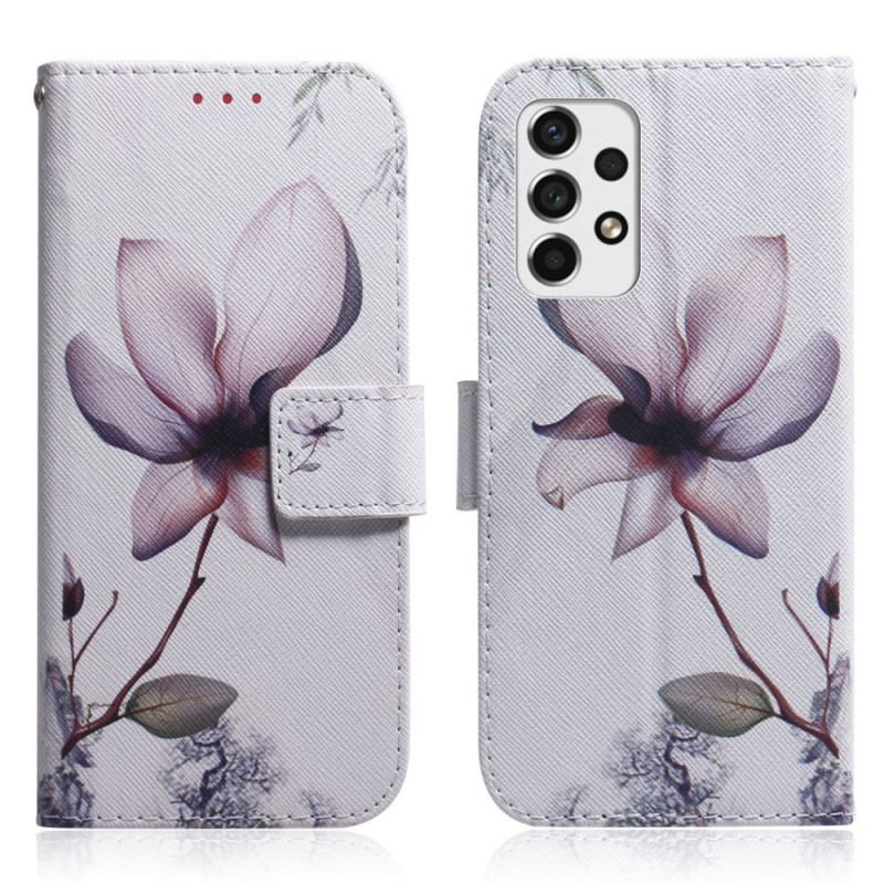 Flip Cover Samsung Galaxy A53 5G Blomst Støvet Pink