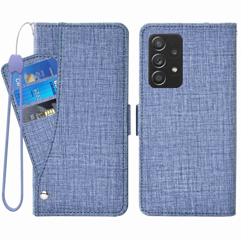 Flip Cover Samsung Galaxy A53 5G Jeans Med Roterende Kortholder