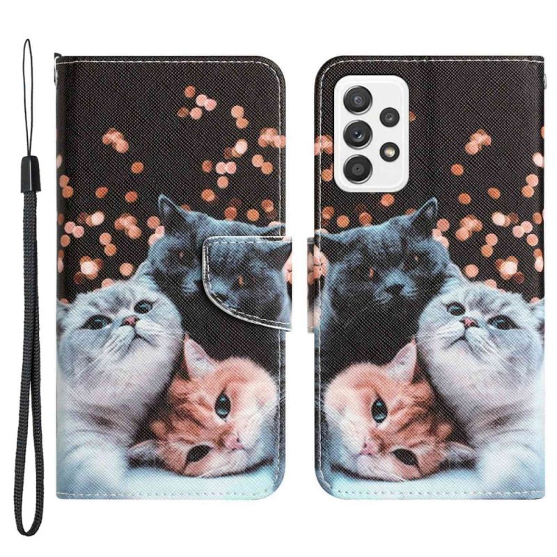 Flip Cover Samsung Galaxy A53 5G Med Snor Kun Thong Cats