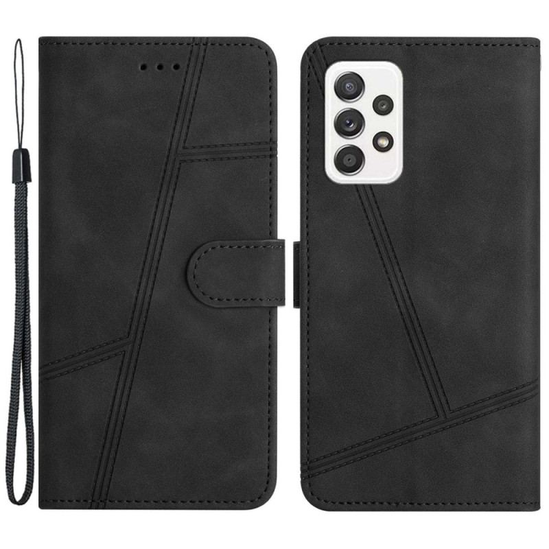 Flip Cover Samsung Galaxy A53 5G Med Snor Lanyard Linjer