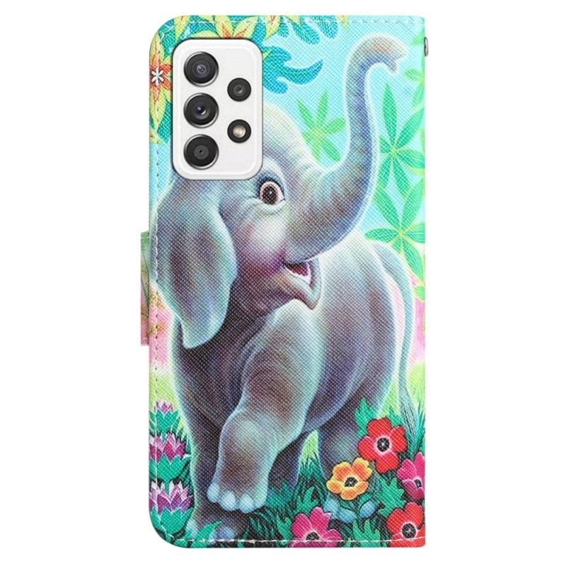 Flip Cover Samsung Galaxy A53 5G Med Snor Munter Elefant Med Snor