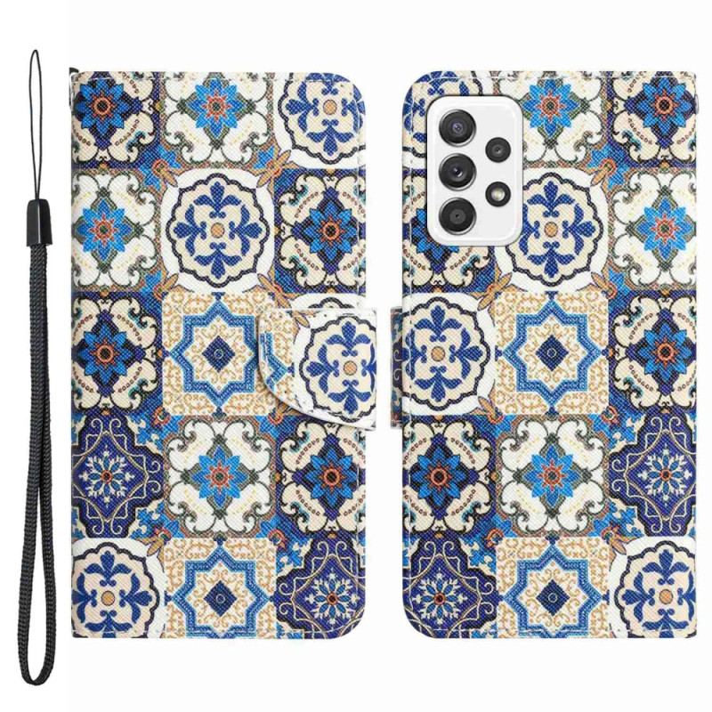 Flip Cover Samsung Galaxy A53 5G Med Snor Strappy Patchwork