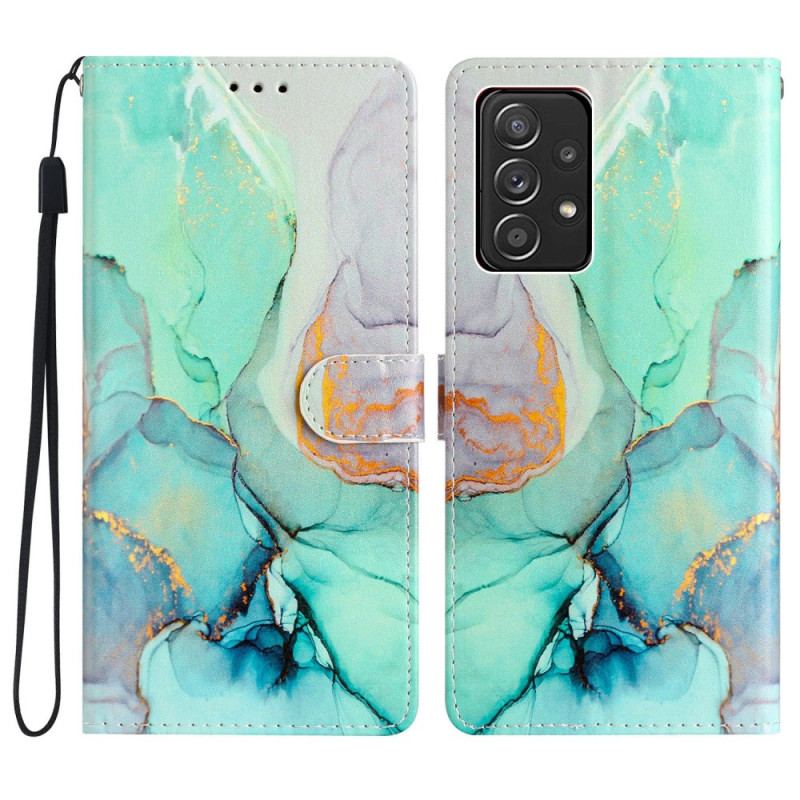 Flip Cover Samsung Galaxy A53 5G Med Snor Strip Marmor