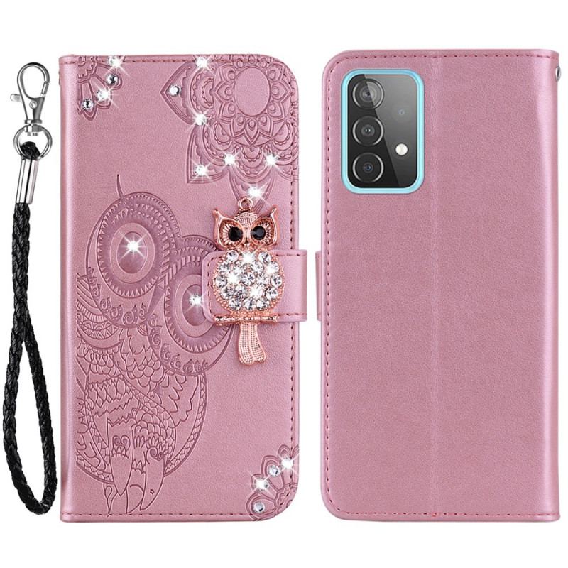 Læder Cover Samsung Galaxy A53 5G Ugle Mandala Og Charm