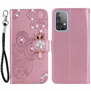 Læder Cover Samsung Galaxy A53 5G Ugle Mandala Og Charm