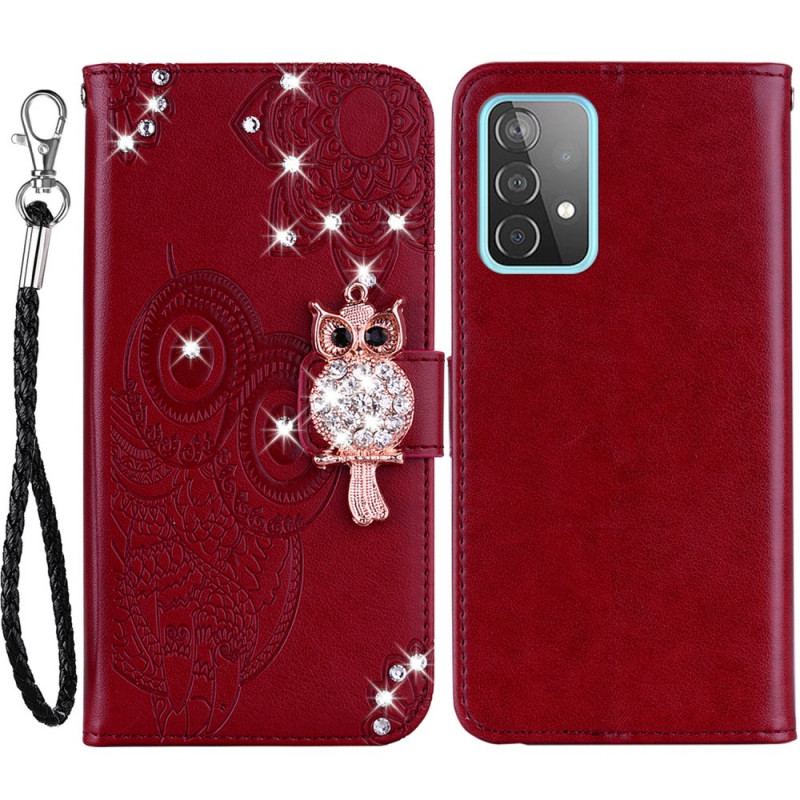 Læder Cover Samsung Galaxy A53 5G Ugle Mandala Og Charm