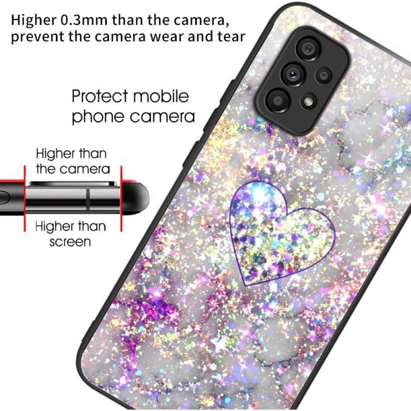 Mobilcover Samsung Galaxy A53 5G Glitter Hjerte Hærdet Glas