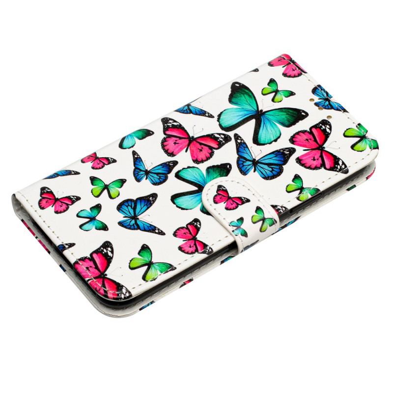 Flip Cover Xiaomi 14t Pro Farverige Sommerfugle