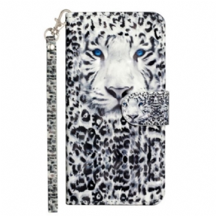 Flip Cover Xiaomi 14t Pro Leopardmønster Med Rem