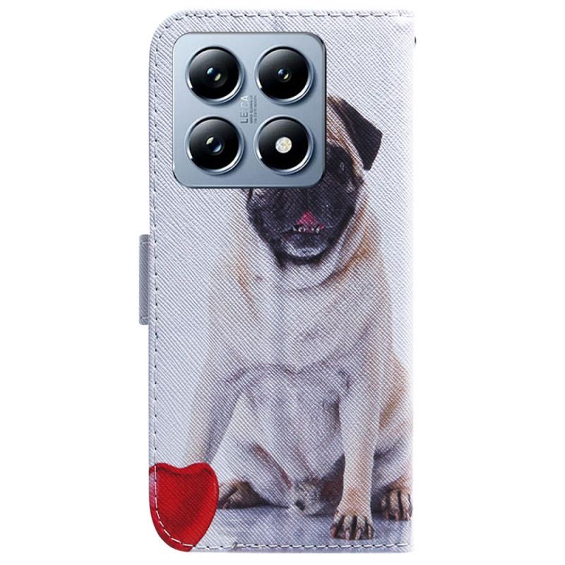 Læder Cover Xiaomi 14t Pro Telefon Etui Mops Hund