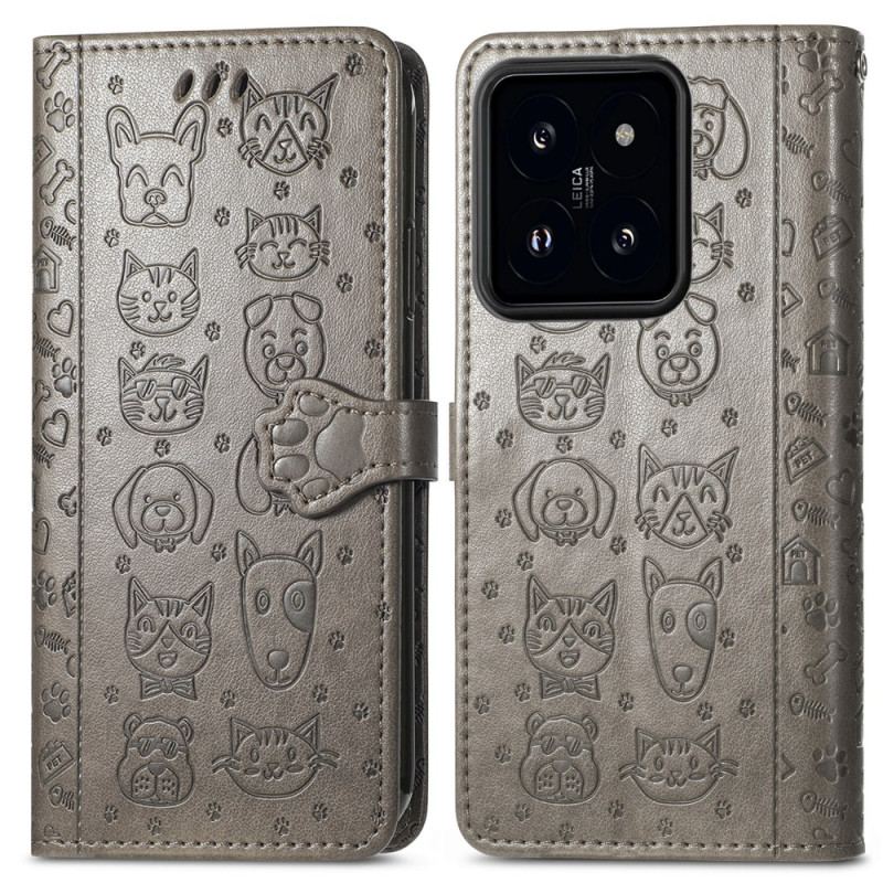 Læder Cover Xiaomi 14t Pro Telefon Etui Safaridyr