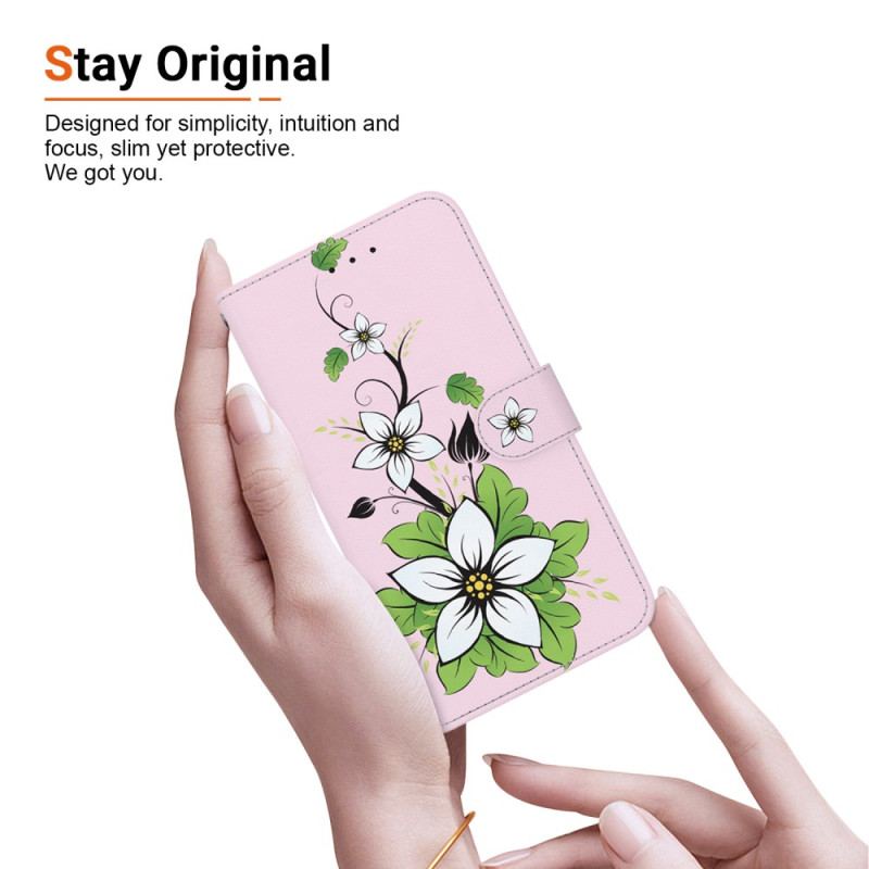 Læder Cover Xiaomi 14t Pro Telefon Etui Strappy Lily