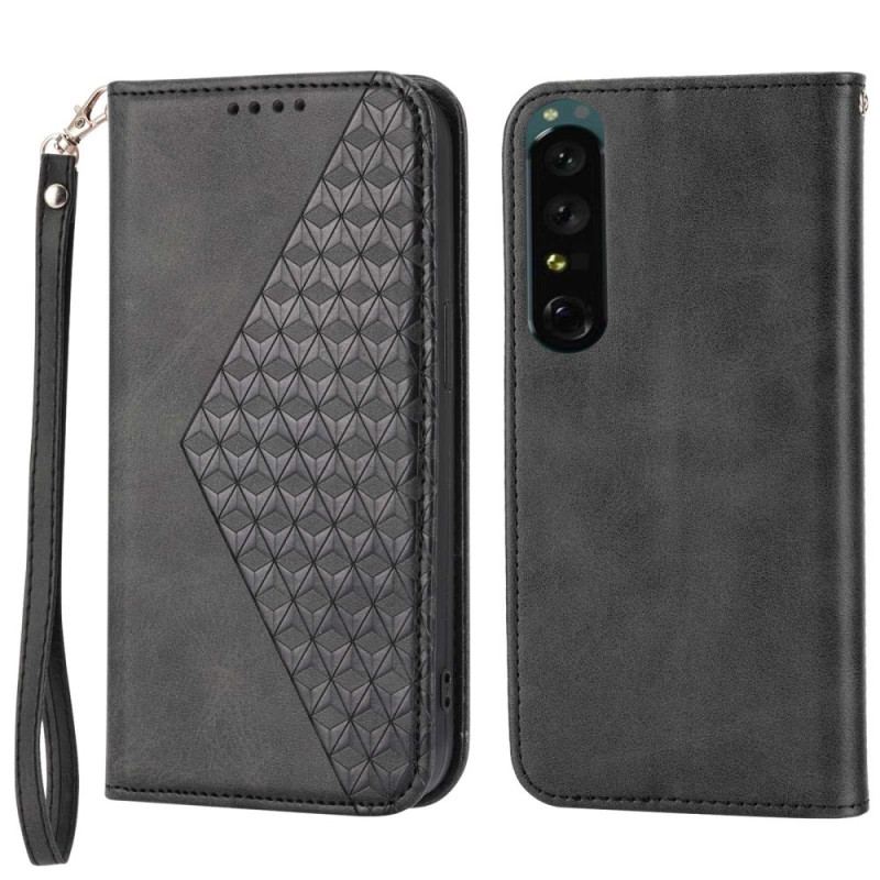 Cover Sony Xperia 1 IV Flip Cover 3d-mønster Læderstil Med Rem