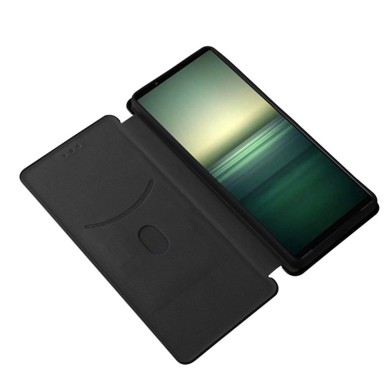 Cover Sony Xperia 1 IV Flip Cover Kulfiber Tekstur