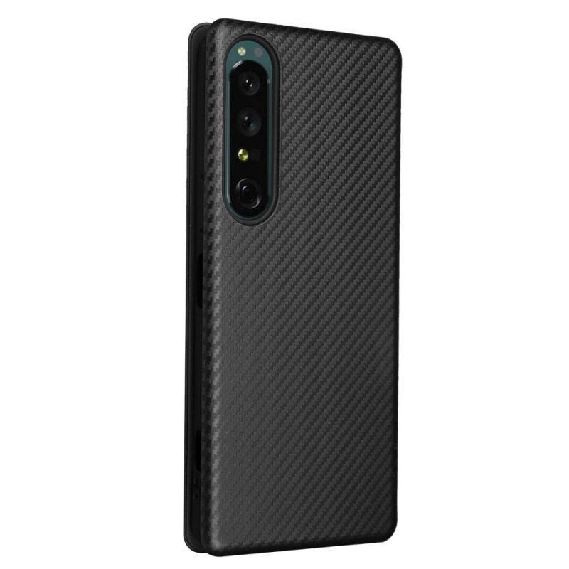 Cover Sony Xperia 1 IV Flip Cover Kulfiber Tekstur