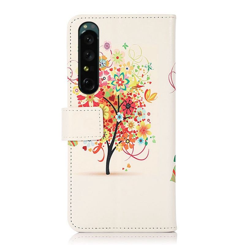 Flip Cover Sony Xperia 1 IV Blomstrende Træ