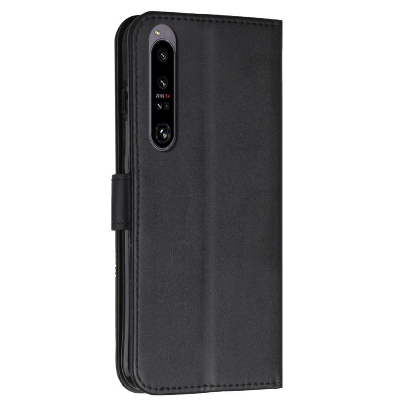 Flip Cover Sony Xperia 1 IV Geometrisk Læderstil Med Rem