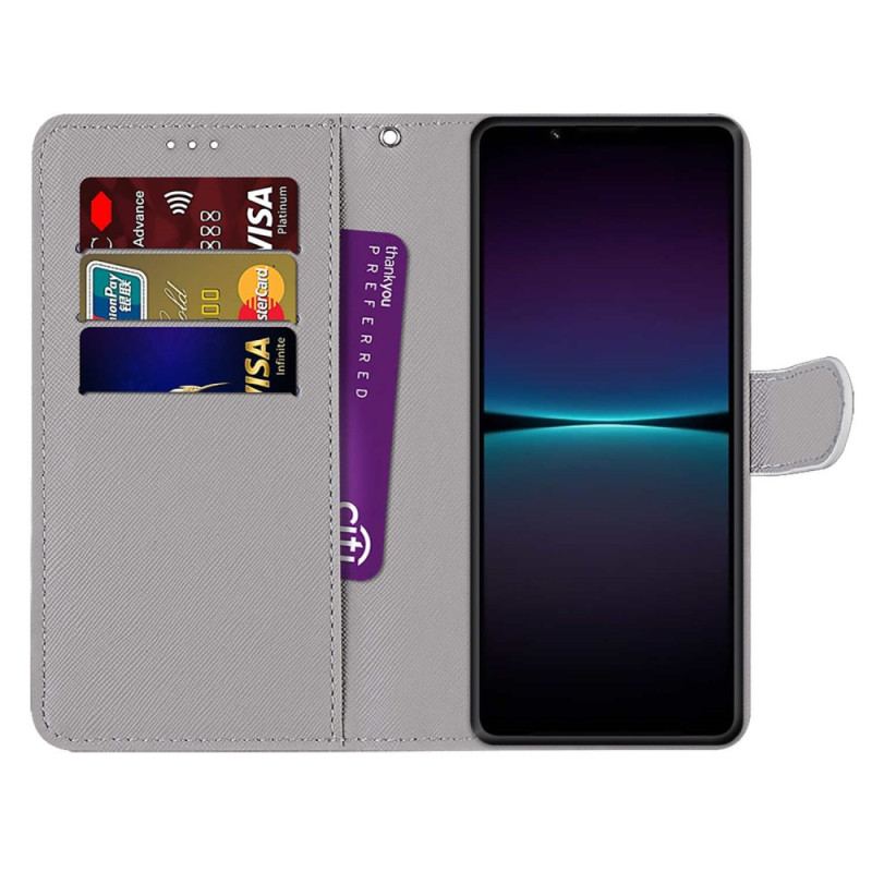 Flip Cover Sony Xperia 1 IV Grafik Med Lanyard