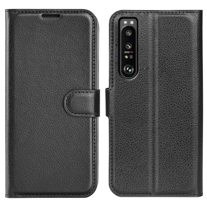 Flip Cover Sony Xperia 1 IV Klassisk Litchi