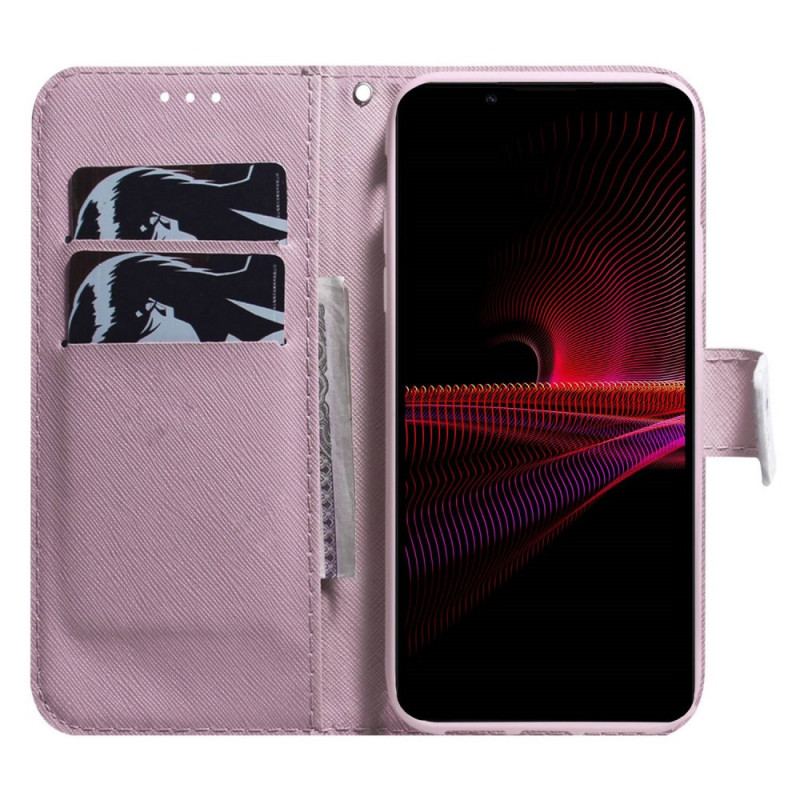 Flip Cover Sony Xperia 1 IV Med Snor Lille Panda Med Rem