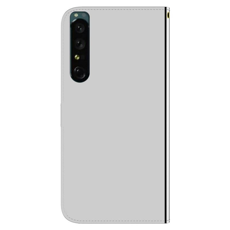 Flip Cover Sony Xperia 1 IV Med Snor Spejlrem I Imiteret Læder