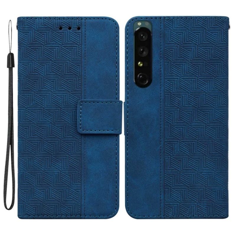 Flip Cover Sony Xperia 1 IV Med Snor Strappy Mønster