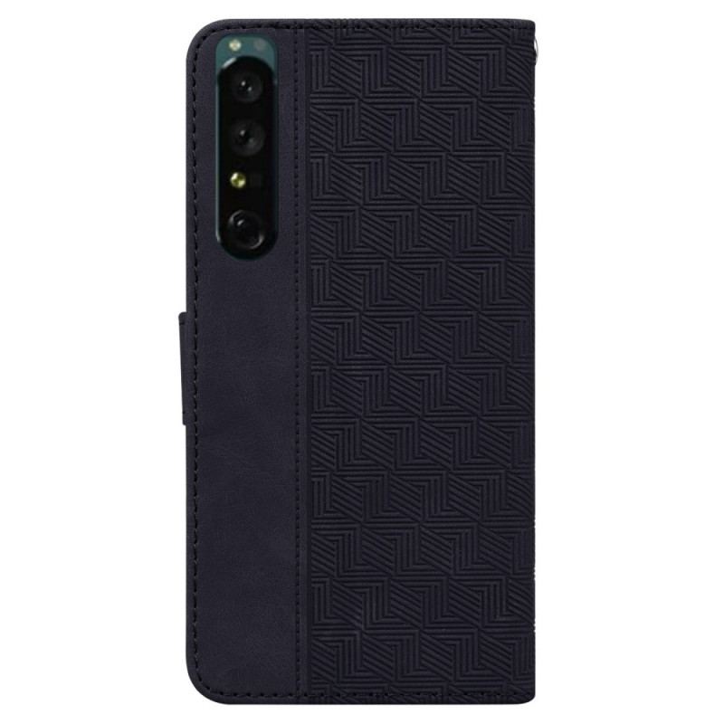 Flip Cover Sony Xperia 1 IV Med Snor Strappy Mønster