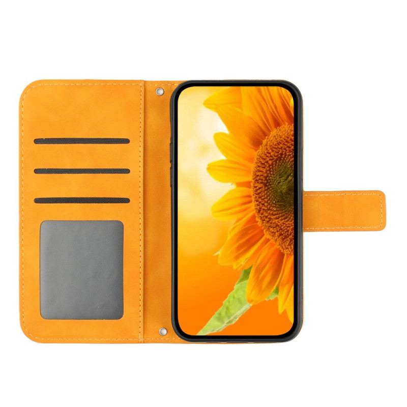 Flip Cover Sony Xperia 1 IV Med Snor Strappy Solsikke