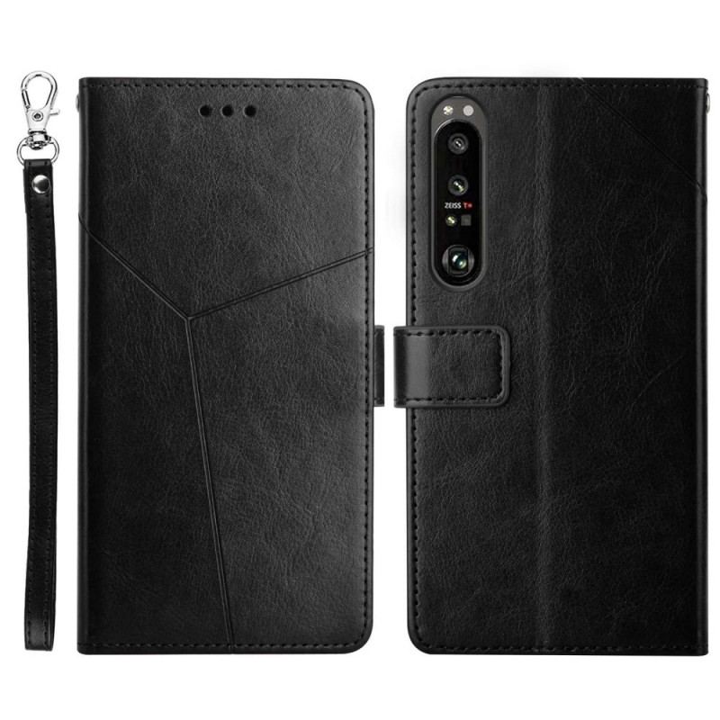 Flip Cover Sony Xperia 1 IV Med Snor Strappy Y-mønster