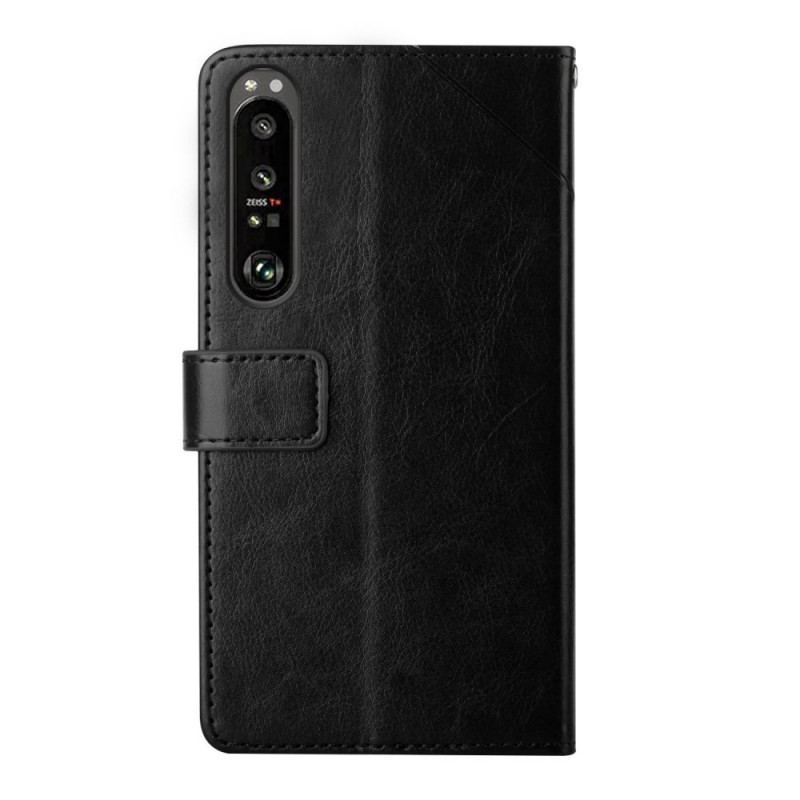 Flip Cover Sony Xperia 1 IV Med Snor Strappy Y-mønster