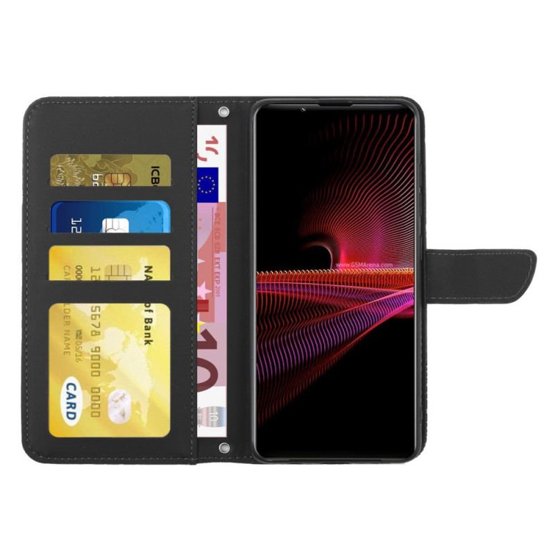 Flip Cover Sony Xperia 1 IV Sommerfugle Og Skulderrem