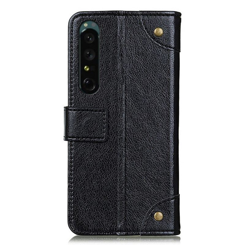 Flip Cover Sony Xperia 1 IV Style Nappa Læder Med Nitter