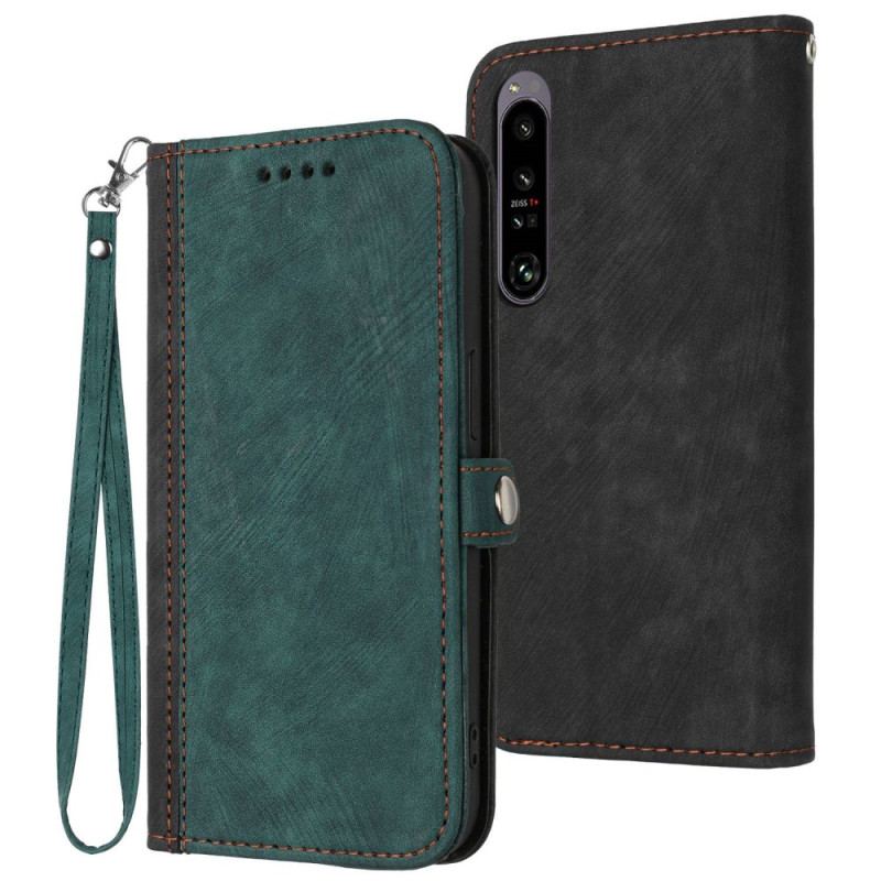 Flip Cover Sony Xperia 1 IV Tofarvet Med Rem