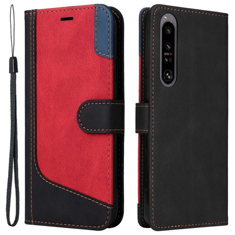 Flip Cover Sony Xperia 1 IV Tofarvet Med Rem