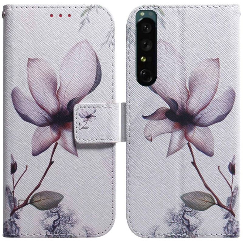 Flip Cover Sony Xperia 1 IV Vintage Rosenblomst