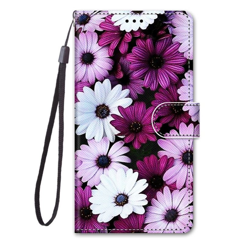 Læder Cover Sony Xperia 1 IV Blomster Med Rem