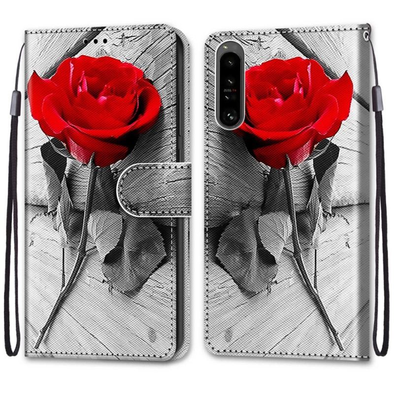 Læder Cover Sony Xperia 1 IV Blomster Med Rem