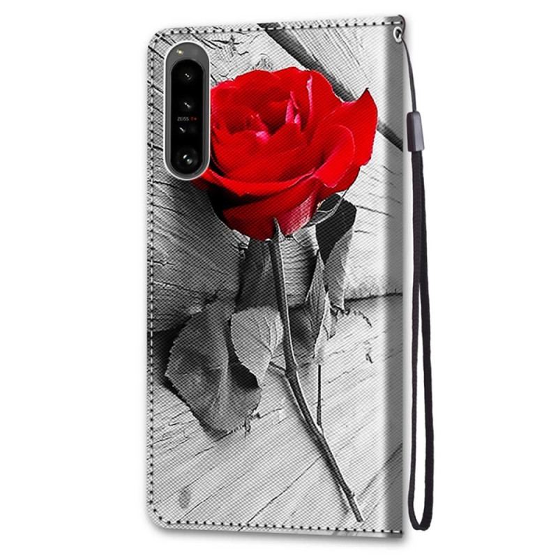 Læder Cover Sony Xperia 1 IV Blomster Med Rem