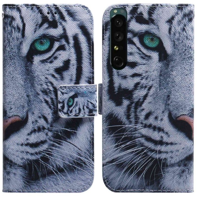 Læder Cover Sony Xperia 1 IV Hvid Tiger