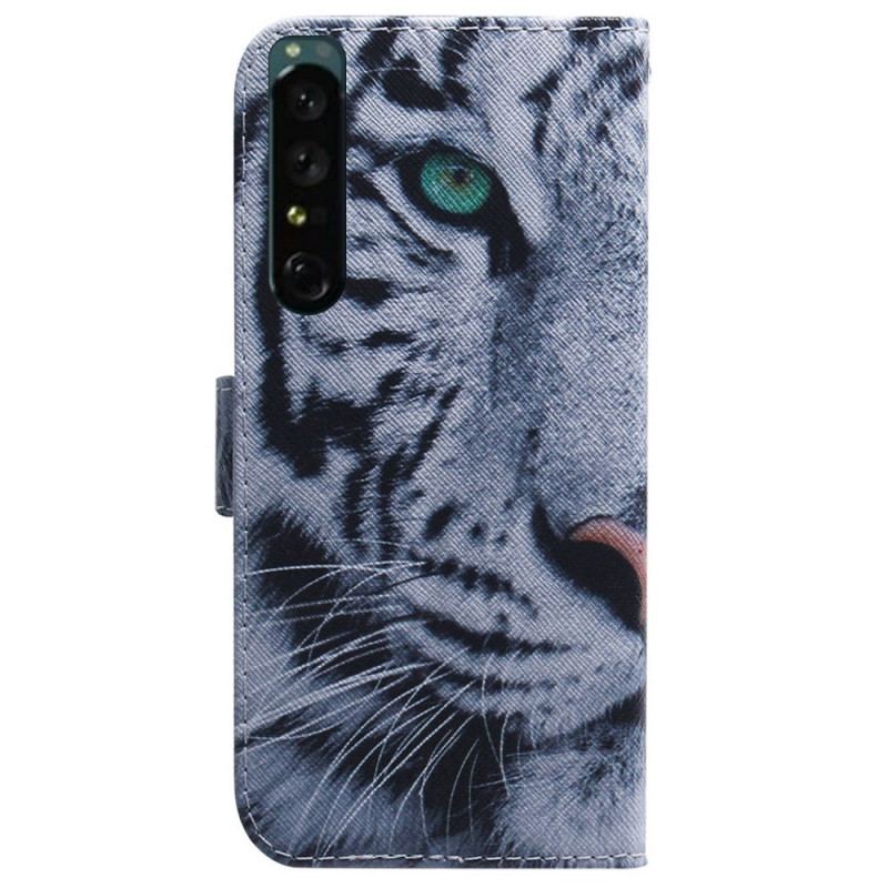 Læder Cover Sony Xperia 1 IV Hvid Tiger