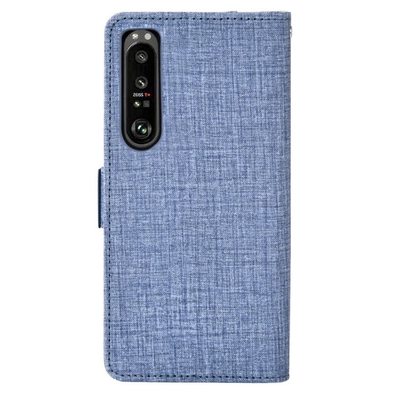 Læder Cover Sony Xperia 1 IV Jeans Med Roterende Kortholder