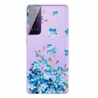 Cover Samsung Galaxy S21 FE Blå Blomster