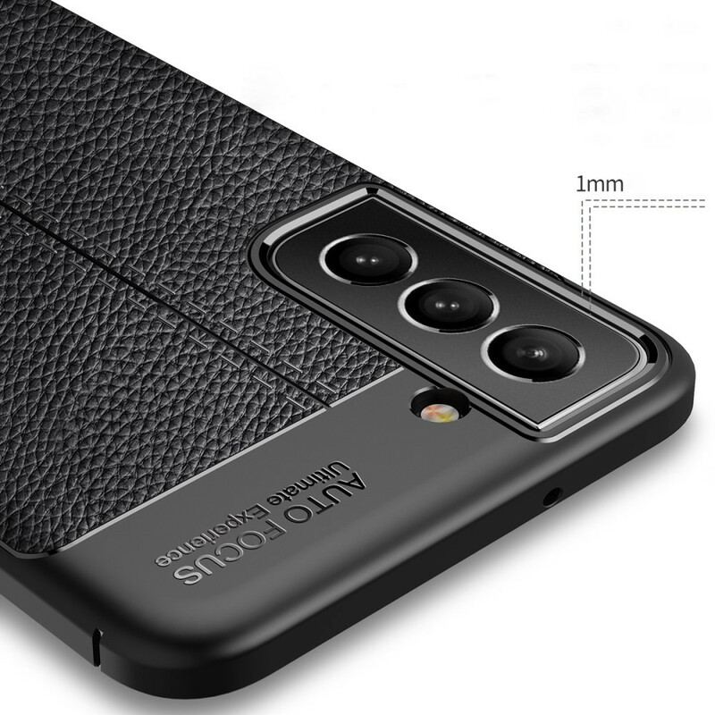 Cover Samsung Galaxy S21 FE Dobbelt Linje Litchi Læder Effekt